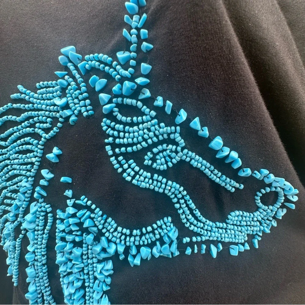 Don’t Mess With Texas Beaded Horse Top 3/4 Sleeve Westernwear Boutique Sz L - Picture 8 of 9